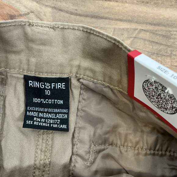 Ring‎ of Fire Belted Boys Cargo Shorts Size 10 Brown 100% Cotton NWT - Picture 6 of 7